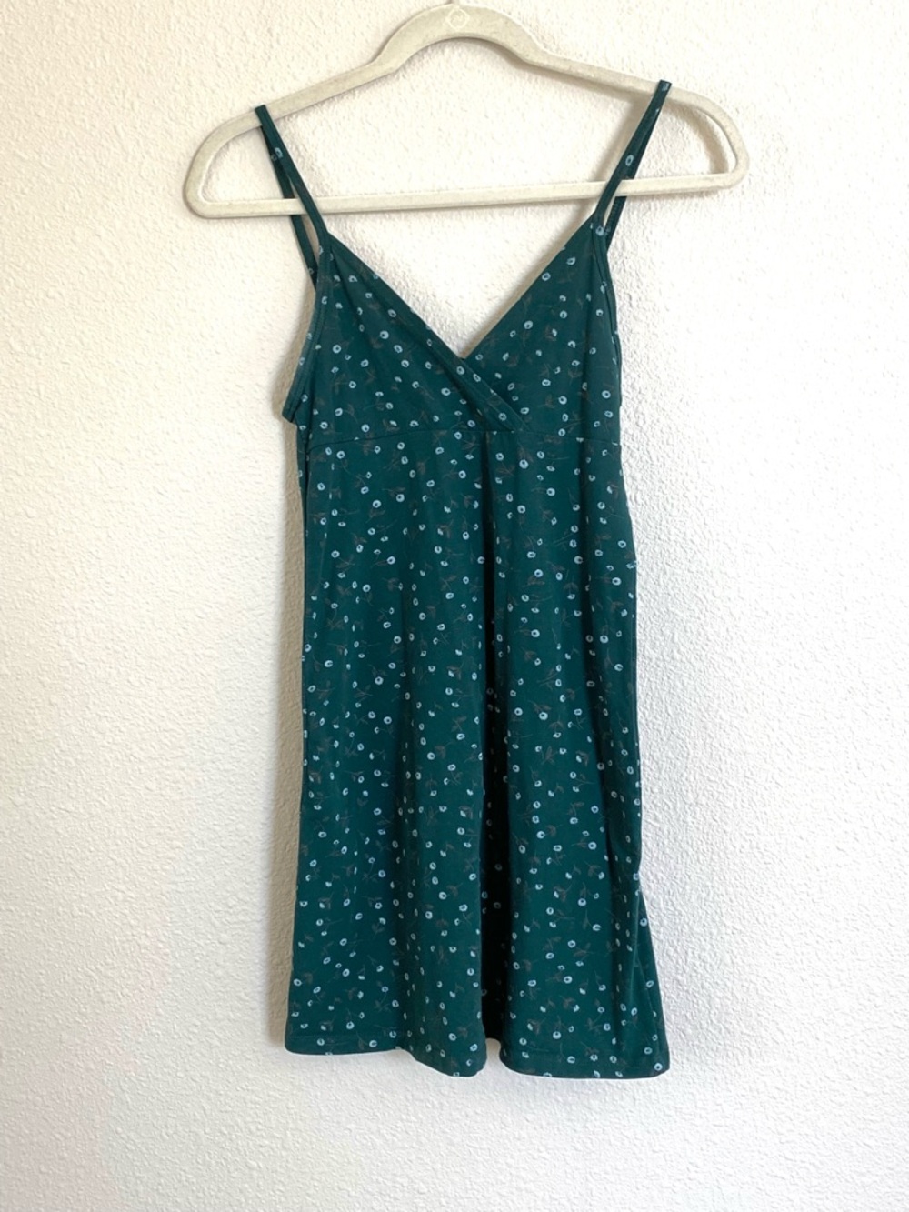 Brandy Melville Deep Teal Floral Trim Tank Dress